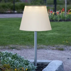 STAR TRADING Solcellelamper|Udendørs Spot>Solini LED-lampe med jordspyd, hvid/sølv, højde 90 cm