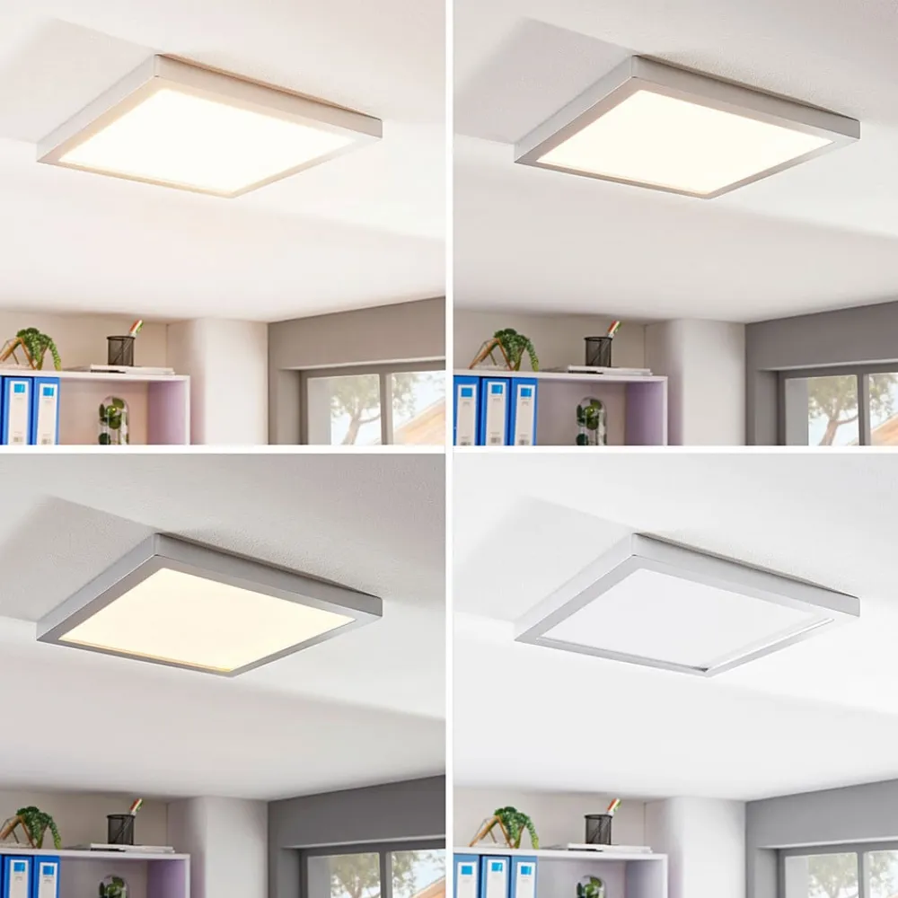 Arcchio Solvie LED-loftlampe, sølv, kantet, 30 x 30 cm