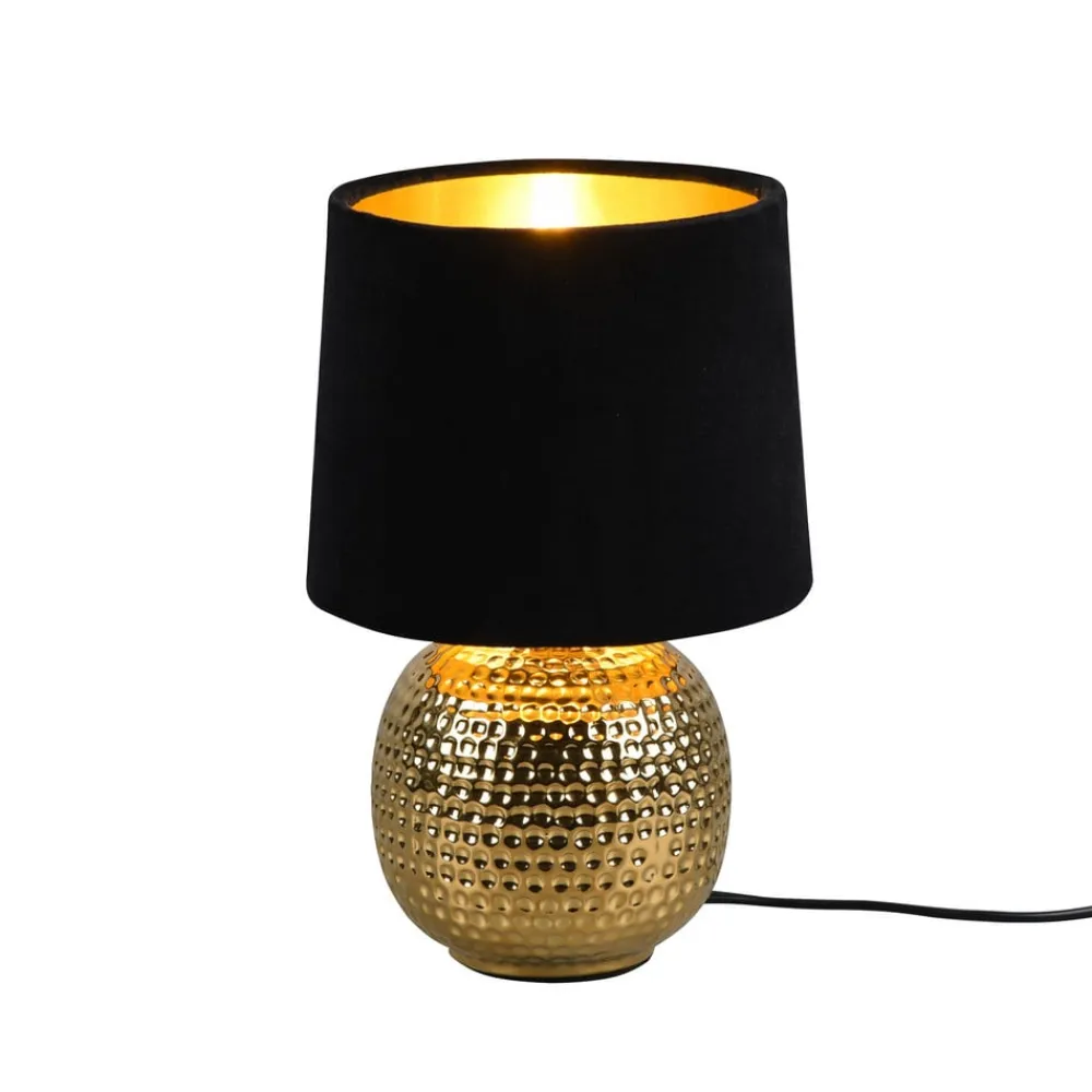Reality Leuchten Sophia bordlampe med keramisk fod, sort/guld