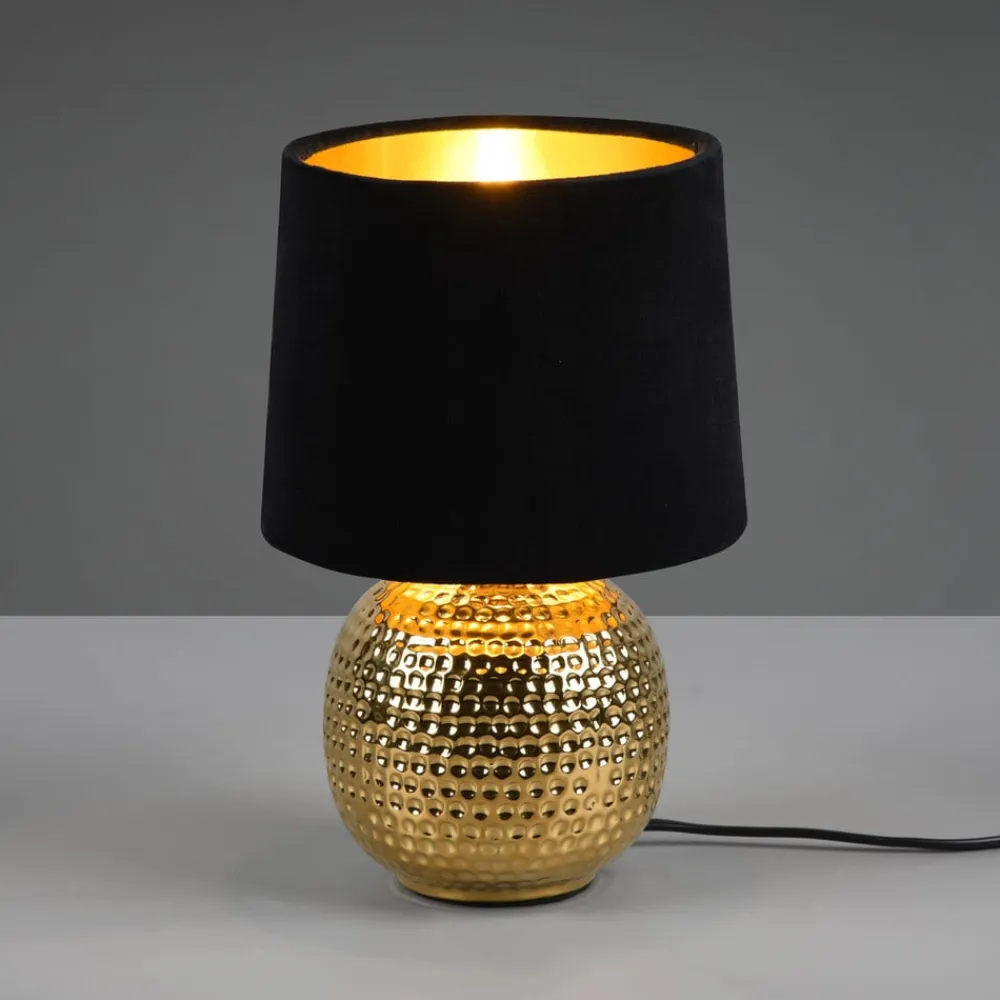 Reality Leuchten Sophia bordlampe med keramisk fod, sort/guld