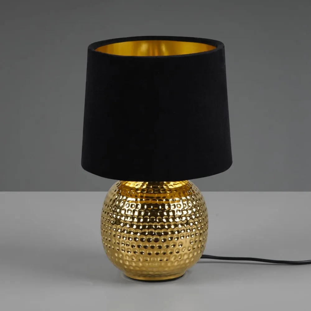 Reality Leuchten Sophia bordlampe med keramisk fod, sort/guld