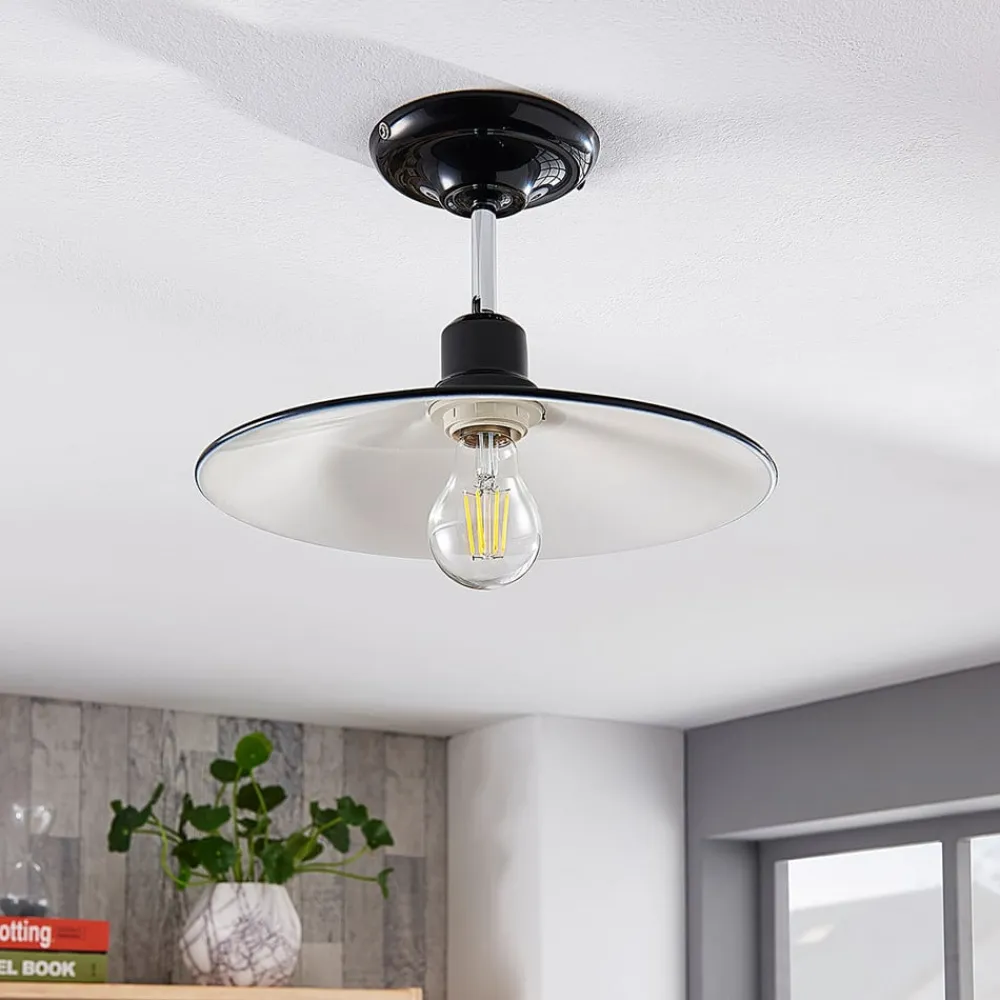 Sort loftlampe Phinea i metal, vintagelook^Lindby Outlet