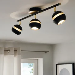 EGLO Sort-guld LED-loftslampe Nocito - 3 lyskilder