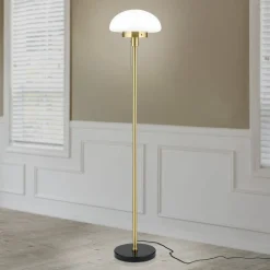 ORION Sparta gulvlampe, sort/messing, glas, marmor, 148 cm