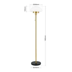 ORION Sparta gulvlampe, sort/messing, glas, marmor, 148 cm