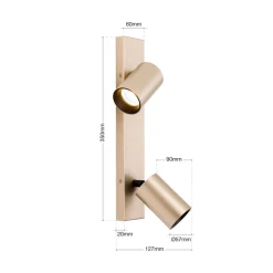 Spotlight Sean, 2 lyskilder, guldfarvet, metal, drejeligt monteret^ORION New