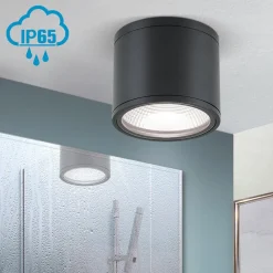 ORION Sputnik LED-loftspot, IP65, Ø 14,5 cm, sort