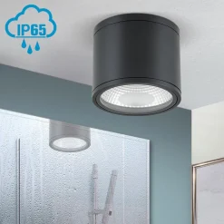 ORION Sputnik LED-loftspot, IP65, Ø 14,5 cm, sort