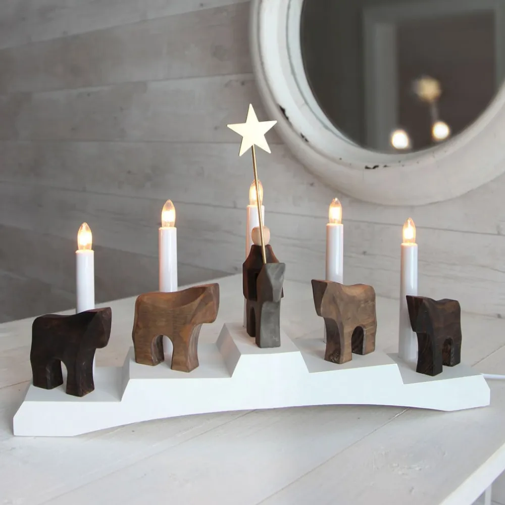 Staffans fålar lysestage, brun/hvid^STAR TRADING Best