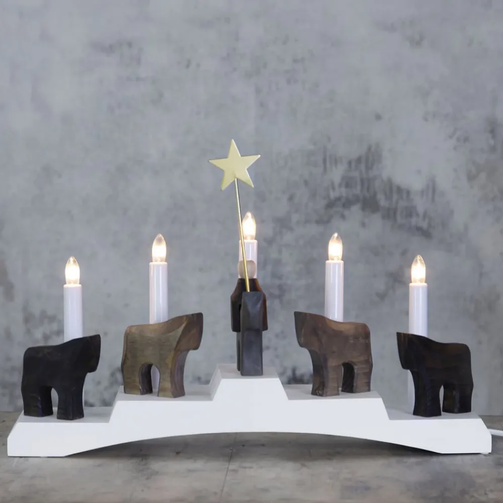 Staffans fålar lysestage, brun/hvid^STAR TRADING Best