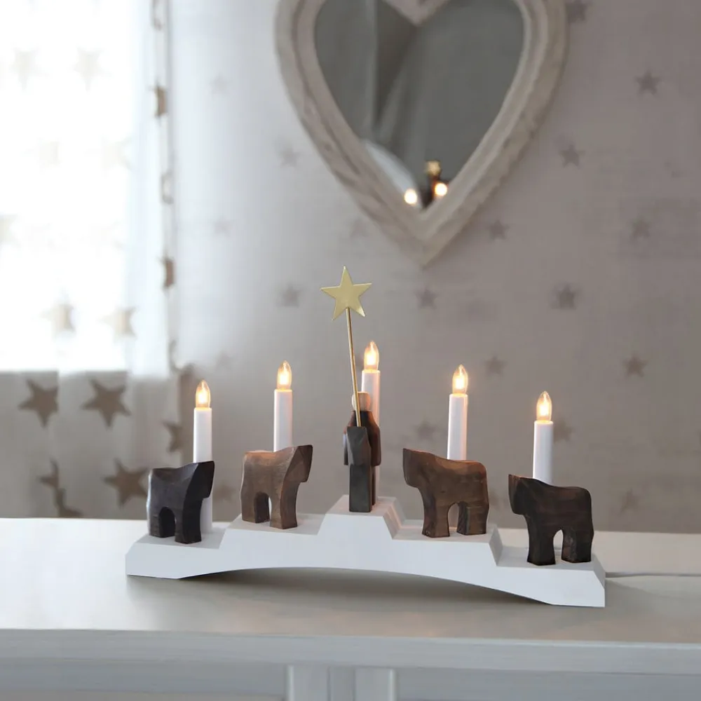 Staffans fålar lysestage, brun/hvid^STAR TRADING Best