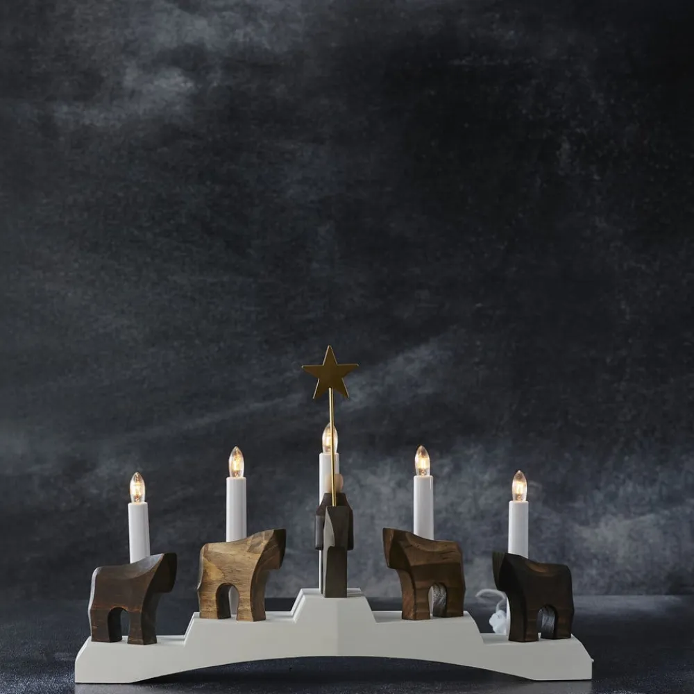 Staffans fålar lysestage, brun/hvid^STAR TRADING Best