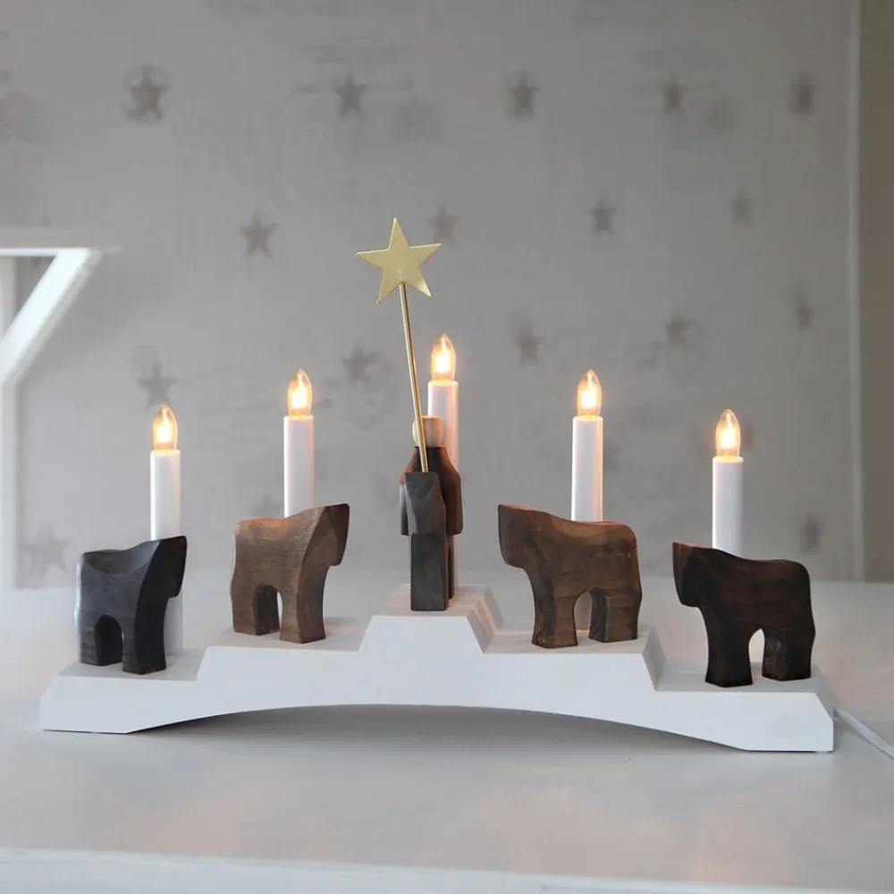 Staffans fålar lysestage, brun/hvid^STAR TRADING Best