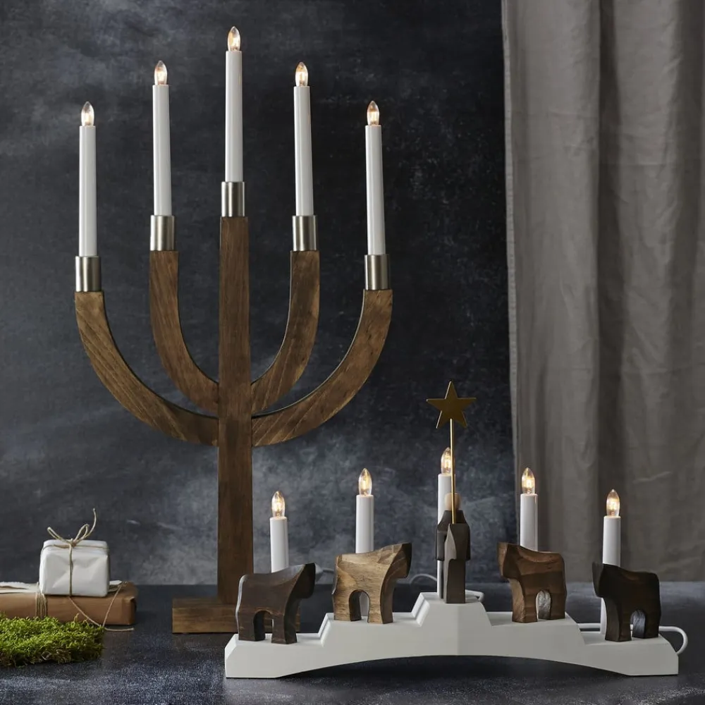 Staffans fålar lysestage, brun/hvid^STAR TRADING Best