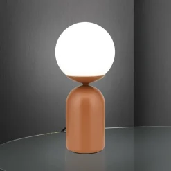 ORION Stanley bordlampe, koralrød, højde 32 cm, keramik/glas