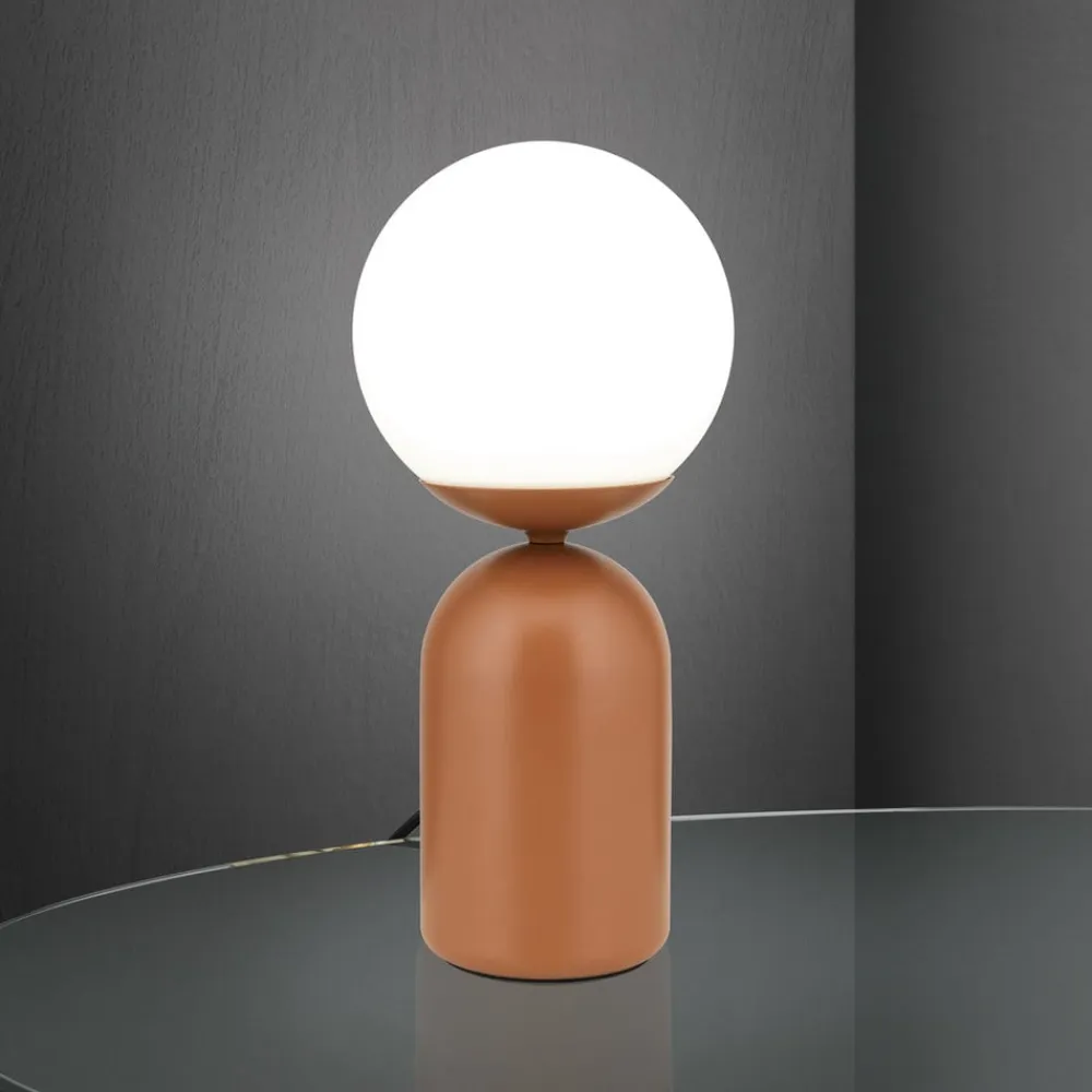 ORION Stanley bordlampe, koralrød, højde 32 cm, keramik/glas