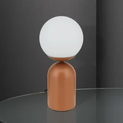 ORION Stanley bordlampe, koralrød, højde 32 cm, keramik/glas