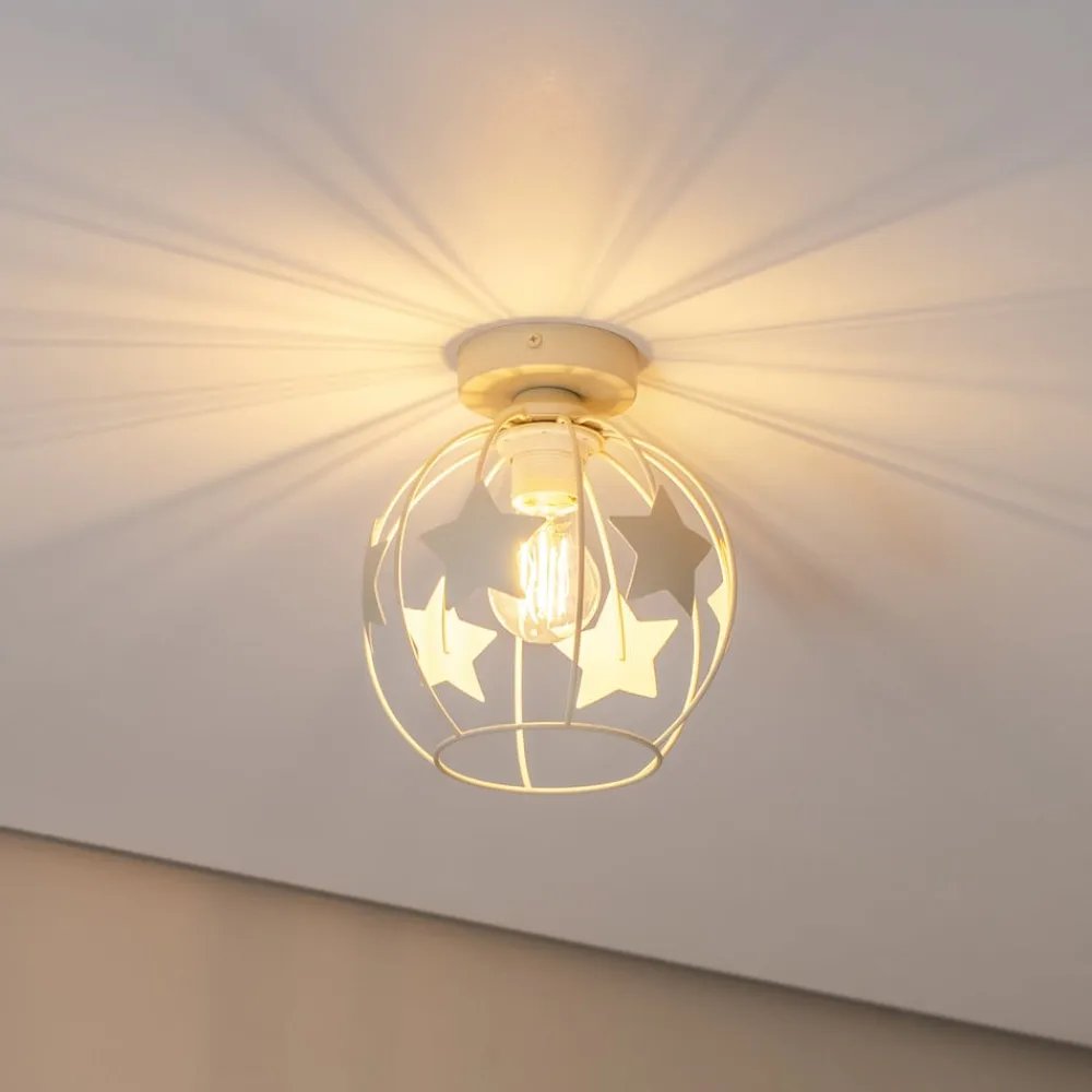 Børn HELAM Loftlamper>Stars loftlampe, sandfarvet, metal, Ø 21 cm