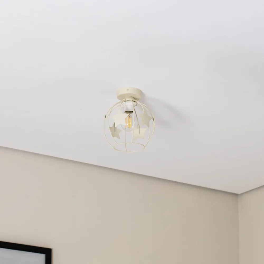 Børn HELAM Loftlamper>Stars loftlampe, sandfarvet, metal, Ø 21 cm