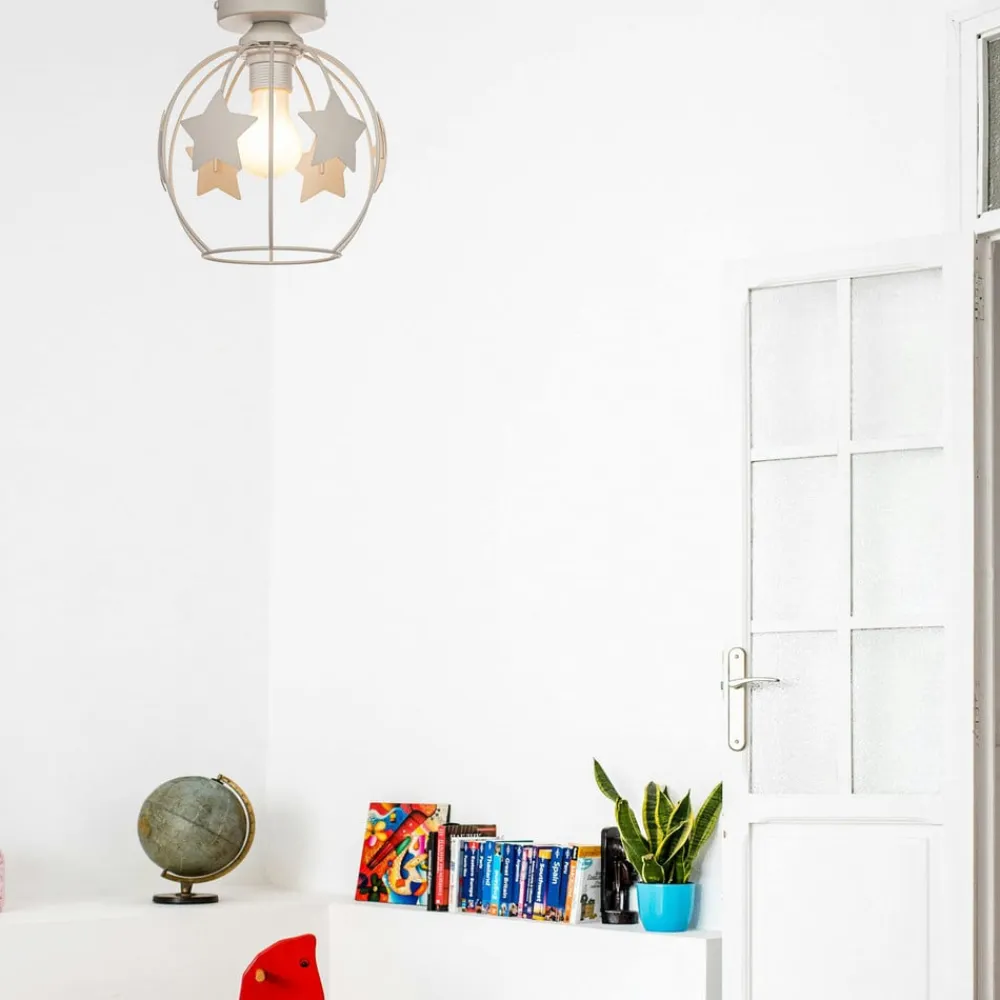 Børn HELAM Loftlamper>Stars loftlampe, sandfarvet, metal, Ø 21 cm