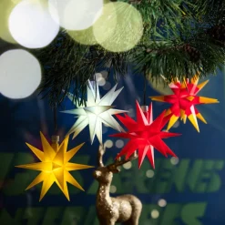 STERNTALER LED-stjerne, gul, Ø 55 cm, 18 takker, IP44