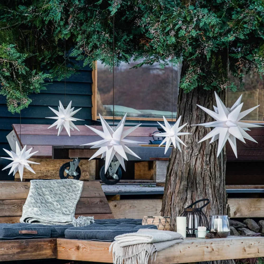 STERNTALER LED-stjerne, hvid, Ø 25 cm, IP44, batteri