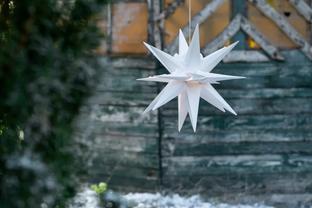 STERNTALER LED-stjerne, hvid, Ø 25 cm, IP44, batteri