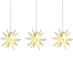 STERNTALER Julepynt|Julelys Udendørs>Lyskæde Stjerne, hvid Ø 12 cm 18 takker 3 lyskilder.