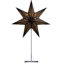 STERNTALER papirstjerne, sort, 7 takker Ø 45 cm højde 70 cm