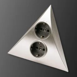 Hera Elektroniske Materialer>Stikkombination Luxor stål 2 stik.