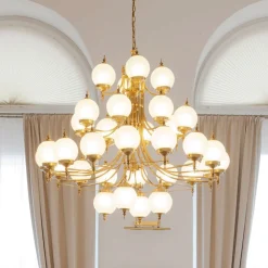 ORION Lysekroner>Stilig OBJEKT lysekrone i bronze med 32 lys