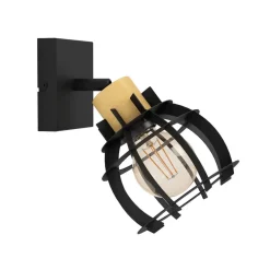 EGLO Stillington 1 væglampe af stål med trædetalje