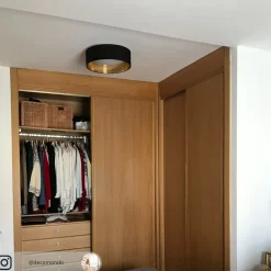 Stof loftslampen Coleen i sort, gylden inden i^Lindby Sale