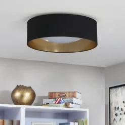 Stof loftslampen Coleen i sort, gylden inden i^Lindby Sale