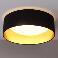 Stof loftslampen Coleen i sort, gylden inden i^Lindby Sale