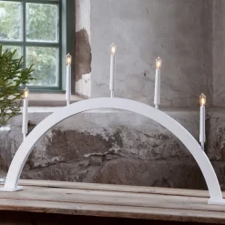 STAR TRADING Storm vinduesstage, 5 lyskilder, 59 cm, hvid