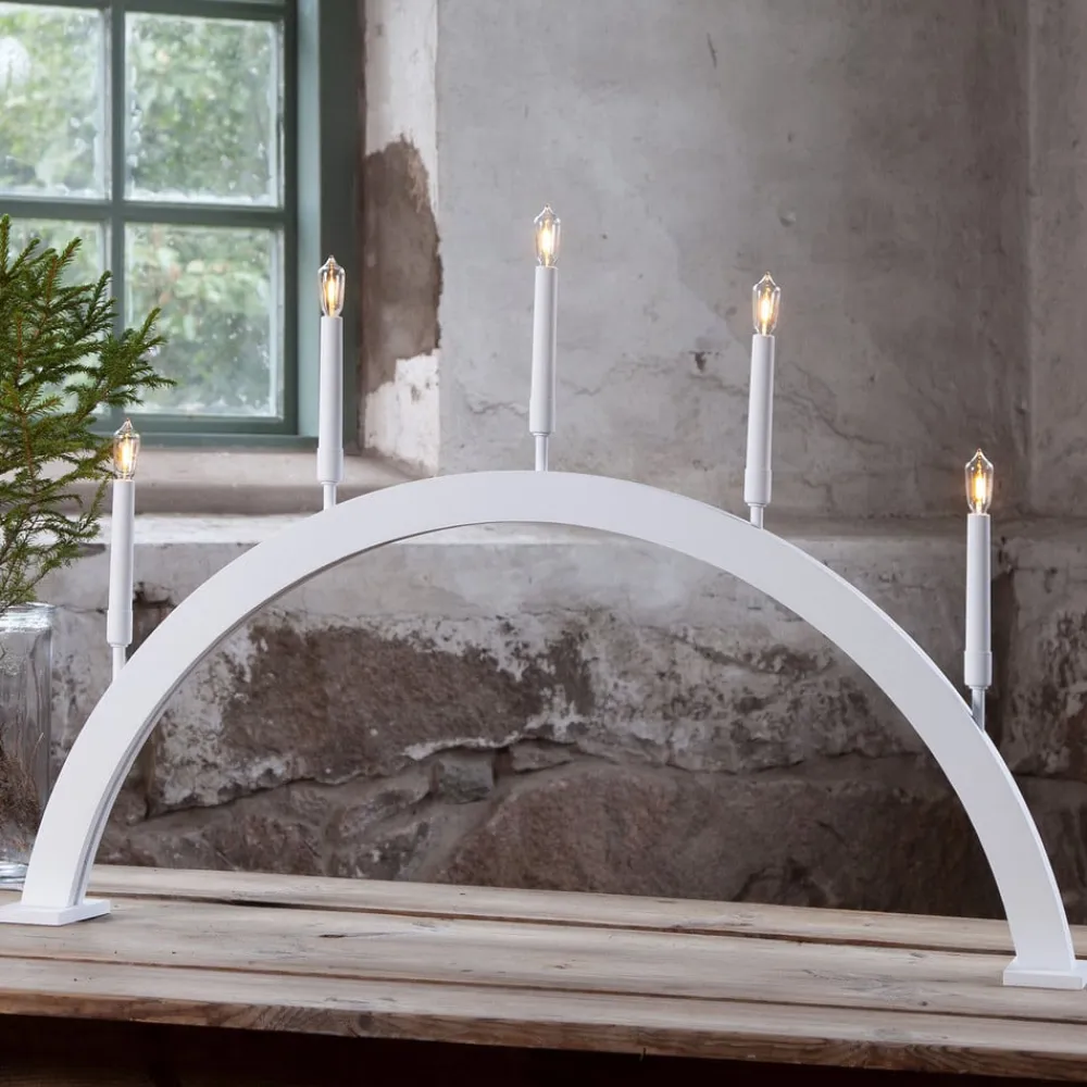 STAR TRADING Storm vinduesstage, 5 lyskilder, 59 cm, hvid