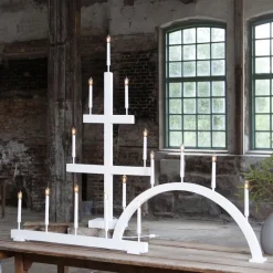 STAR TRADING Storm vinduesstage, 5 lyskilder, 59 cm, hvid