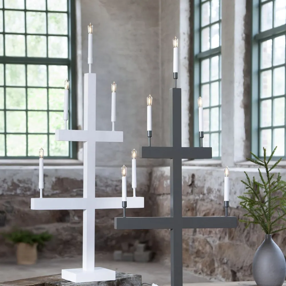 STAR TRADING Storm vinduesstage, 5 lyskilder, 118 cm, hvid