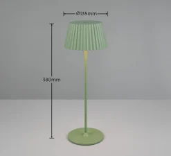 Reality Leuchten Terrassebelysning>Suarez LED-bordlampe, grøn, højde 39 cm, metal