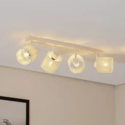 Argon Suerte loftlampe, cremehvid, hørtekstil, 4 lyskilder