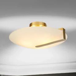 Sundial loftlampe, guld/opalhvid, stål, glas, E27^Searchlight