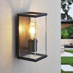 Lindby Væglamper>Susanne udendørs væglampe, kantet, glaseret, sæt af 2