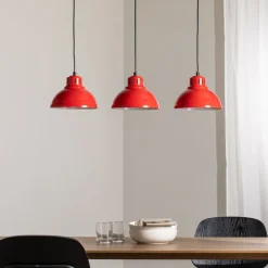 Sven hængelampe, 3 lyskilder, rød, stål, E27^Luminex Online