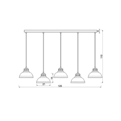 Luminex Sven hængelampe, 5 lyskilder, beige, stål
