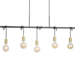 JUST LIGHT. GmbH Tamara hængelampe, 5 lyskilder, messing/sort