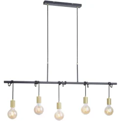 JUST LIGHT. GmbH Tamara hængelampe, 5 lyskilder, messing/sort