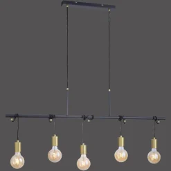 JUST LIGHT. GmbH Tamara hængelampe, 5 lyskilder, messing/sort