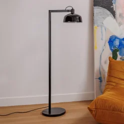 FARO BARCELONA Gulvlamper|Gulvlamper>Tatawin gulvlampe, sort, stål/glas, højde 148 cm