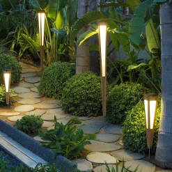 Tecka LED-solcellelampe med sensor, 120 cm, teak^Les Jardins Clearance